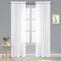 DWCN Sheer White Curtains 95 inch Length 2 Panels, Elegant Rod Pocket Solid Color Window Treatments, Thin Voile Sheer Drapes with Light Filtering for Bedroom/Living Room, 2pcs, Each W42 x L95