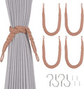 NICEEC 4 Pack Natural Cotton Rope Curtain Tiebacks Elegant Boho Style Decorative Drape Tie Backs Soft Hand-Woven Rope Curtain Holdbacks with Metal Hook for Home & Office Drapery (Reddish Brown)