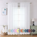 Aiyufeng Voile Sheer White Curtains - Transparent Light Weight Soft Window Treatment Curtain Panels with Rod Pocket Top for Patio Door/Living Room (W40 x L96, 2 Panels)