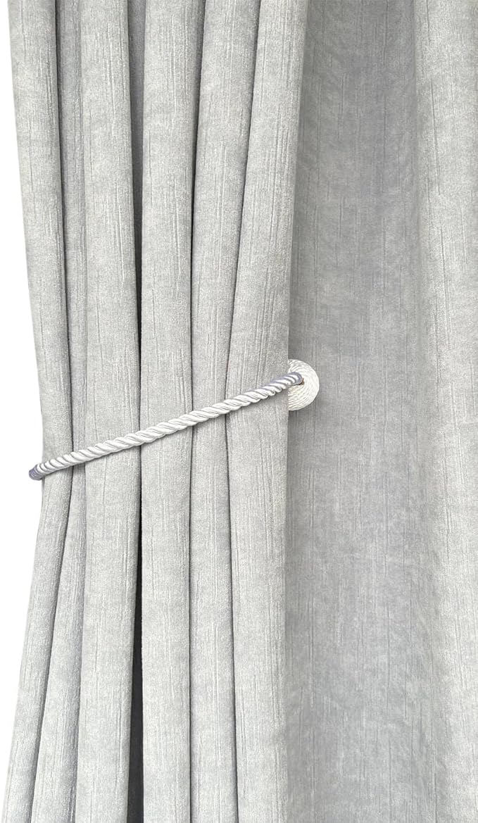 Melaluxe 2 Pack Magnetic Curtain Tiebacks, Decorative Curtain Holdbacks for Window Décor (White)