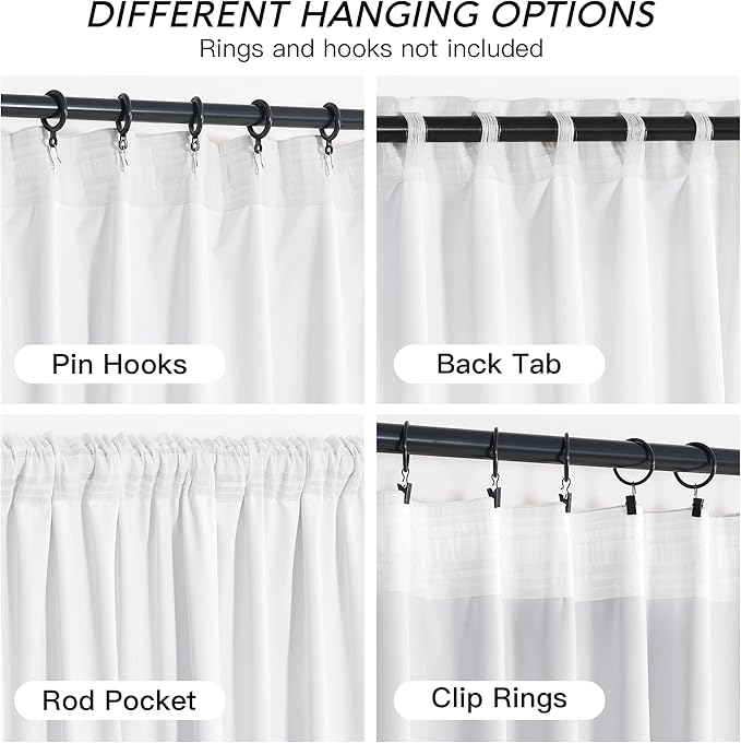 RYB HOME White Velvet Curtains 72 inches with Hook Belt, Soft Fabric Room Darkening Thermal Insulated Luxurious Home Decor Curtains for Living Room Bedroom, W 52" x L 72", 2 Panels Set