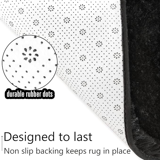 LOCHAS Ultra Soft Indoor Modern Area Rugs Fluffy Living Room Carpets for Children Bedroom Home Decor Nursery Rug 2x8 Feet, Black