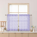 Chyhomenyc Light Purple Sheer Curtains 30 Inch Length, Light Filtering Leaf Tufted Textured Small Kitchen Curtain Over Sink, Short Half Window Curtains for Bathroom Basement, 30" Wx30 L, 2 Panels