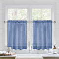 DWCN Sheer Curtains Semi Transparent Voile Rod Pocket Curtains for Bedroom and Living Room, Dusty Blue, 36 x 36 inches Long, Set of 2 Panels