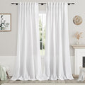 Nanspring White Linen Curtains for Living Room 114 Inches Long Extra Long Back Tab Curtains Farmhouse Light Filtering Semi Sheer Linen Drapes Ceiling to Floor for Large Window 2 Panels Set 52x114