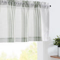 jinchan Striped Linen Valance Curtain 16 Inch Vertical Striped Valance for Kitchen Bathroom Light Filtering Window Treatment Rod Pocket Farmhouse Rustic Semi Sheer Short Window Curtain 1 Panel Green