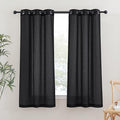 NICETOWN Black Sheer Curtains for Bedroom, Grommet Linen Blend Semi Sheer Window Drapes Privacy Light Reducing Drapes for Boys Room, W36 x L63, 2 Panels