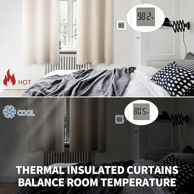BGment Blackout Curtains - Grommet Thermal Insulated Room Darkening Bedroom and Living Room Curtains, Set of 2 Panels (42 x 84 Inch, Champagne)