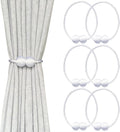 Melaluxe 6 Pack Magnetic Curtain Tiebacks, Decorative Curtain Holdbacks for Window Décor (White)