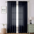 Lecloud Black Sheer Curtains 90 Inches Long 2 Panels Set, Privacy Voile Light Filtering Drapes, Airy Solid Window Curtains with Rod Pocket for Living Room Bedroom Basement, Each Panel 42" W x 90" L
