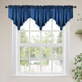 Molaxhome Swag Curtain 51 inch Length Rod Pocket Scalloped Curtain Valance Sheer Lace Panels with Hanging Crystal Beads for Kitchen Bedroom Window Treatments Drape Decor 1pc (Cloth Navy, 51Wx23L)