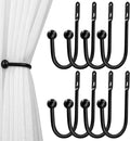 VRSS Wall Mount Curtain Tiebacks Drapery Holdbacks Curtain Holdback Hooks 6" L x 3" W Simple Style (8pcs Black)
