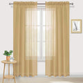 DWCN Taupe Sheer Curtains Semi Transparent Voile Rod Pocket Curtains for Bedroom and Living Room, 52 x 108 inches Long, Set of 2 Panels