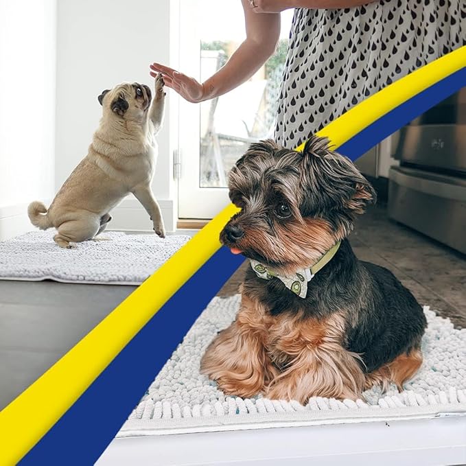 Muddy Mat® | Super Absorbent Door Mat Indoor, Microfiber Quick Dry Chenille Entryway Rug, Non-Slip Front Door Mat, Indoor Mats for Entryway, Machine Washable Pet Rug, White 59"x35"