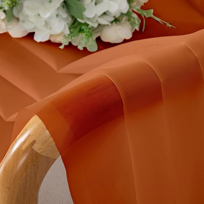 Lecloud Orange Sheer Curtains 63 Inch Length 2 Panels Set, Window Curtains for Bedroom, Voile Solid Light Filtering Living Room Drapes with Rod Pocket, Each Panel 42 X 63 Inch