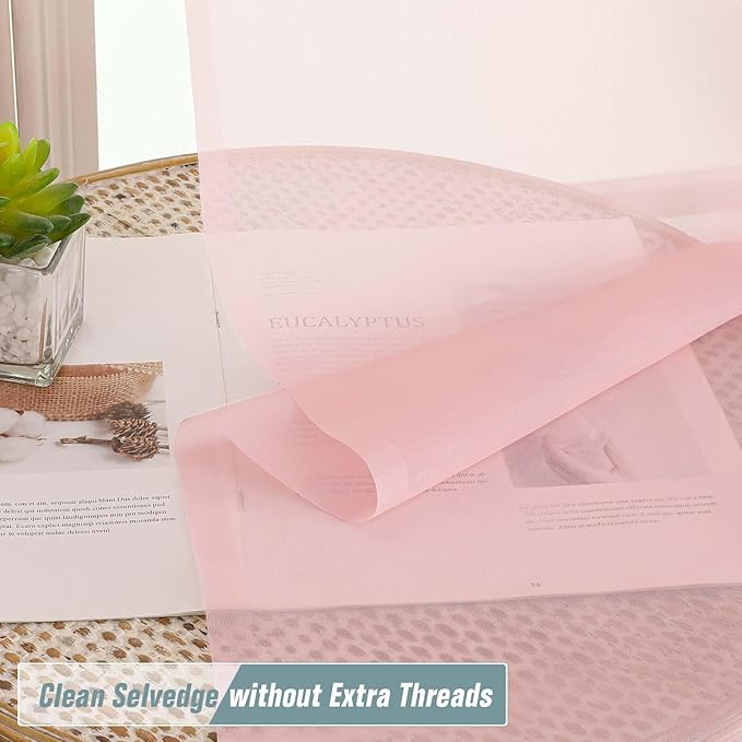 Blush Pink Sheer Curtains Tier 30 Inches Length 2 Panels, Light Filtering Lightweight Soft Window Treatments Drapes, Cute Elegant Cafe Curtains for Nursery, Dual Rod Pocket, 2x42Wx30L Inches