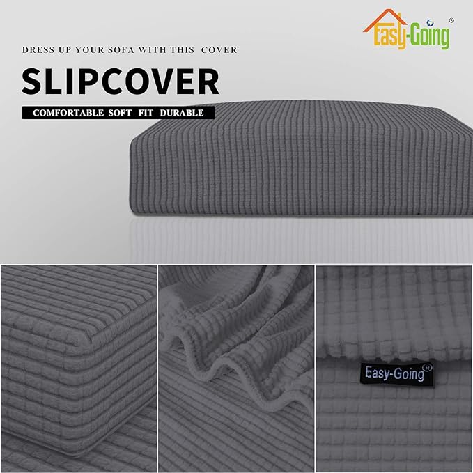 Easy-Going Stretch Cushion Cover Sofa Cushion Furniture Protector Sofa Seat Sofa slipcover Sofa Cover Soft Flexibility with Elastic Bottom(Oversized Sofa Cushion,Gray)