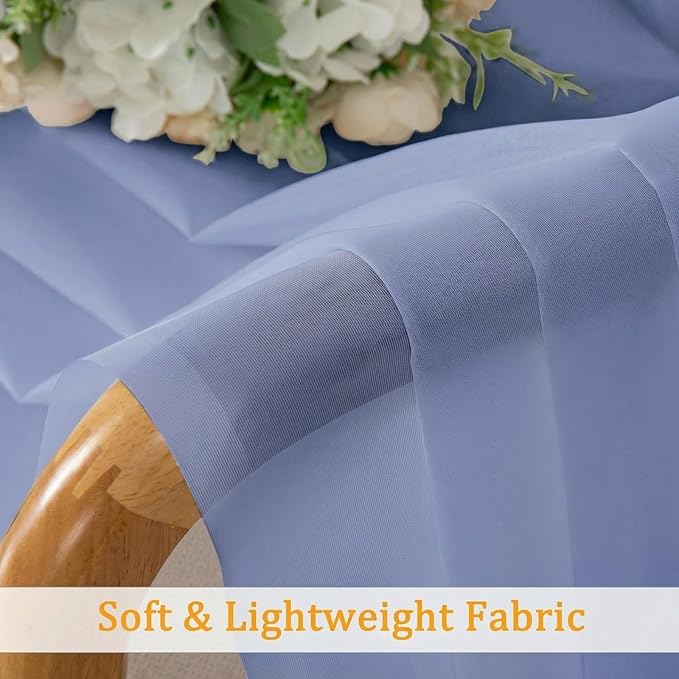 Gwine Denim Blue Sheer Kitchen Curtains 36 Inch Length - Light Filtering Voile Soft Airy Small Cafe Curtains, Short Window Curtain for Bathroom Basement, 42Wx36L inch, 2PCS