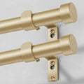 VOIIY 2 Pack Gold Curtain Rods for Windows 48 to 84 Inch(4-7 Feet),1" Diameter Drapery Rods with Modern Style End Cap Finials,Size:36-88 Inch