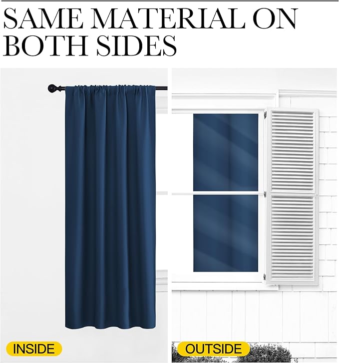 NICETOWN Blackout Curtains for Living Curtains, Moroccan Blue, 2 Panels, 29 by 30, Room Darkening Window Curtain Panels, Easy-Care Solid Thermal Insulated Draperies/Drapes for Daughter Room
