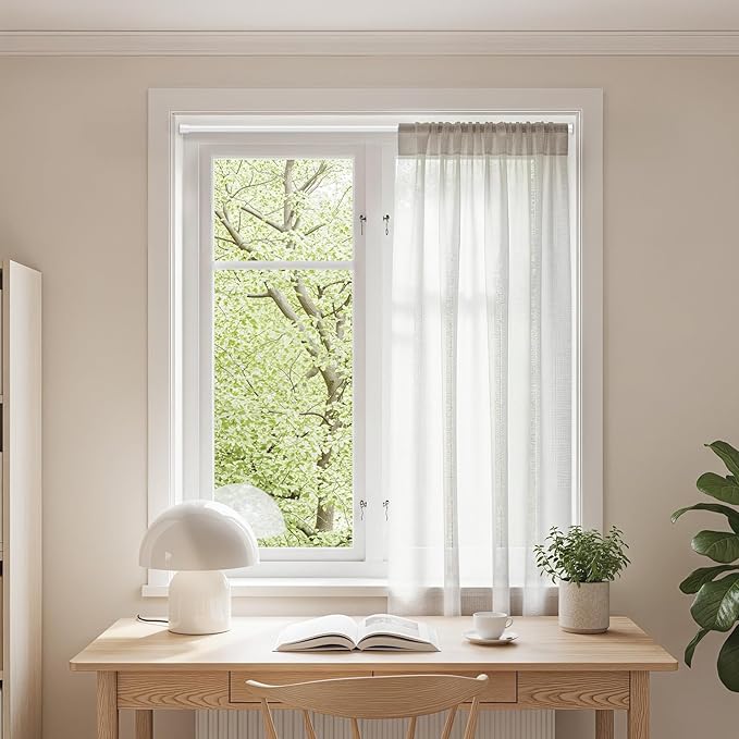 No Drill Tension Curtain Rods 28 to 48 Inch White Small Curtain Rod Adjustable No Drilling for Window,Kitchen,Closet,Doorway,Bedroom