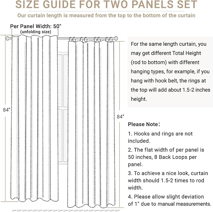100% Blackout Shield Soft Pink Linen Blackout Curtains for Bedroom 84 Inches Long, Back Tab/Rod Pocket Living Room Drapes, Thermal Insulated Blackout Curtains 2 Panels Set, 50" W x 84" L
