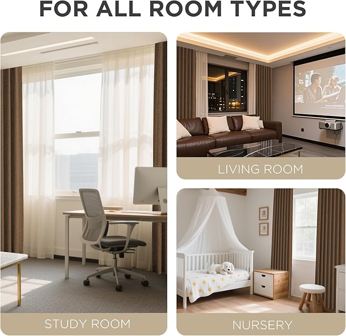Joydeco Blackout Curtains for Bedroom - 100% Light Blocking 2 Panels Cappuccino Drapes 66" W x 90" L, Thermal Insulated Room Darkening Curtains, Linen Textured for Living Room, Rod Pocket & Back Tabs