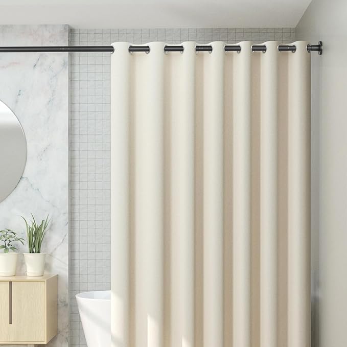 CorkLatta Black Shower Curtain Rod 32 to 43 Inch,1 Inch Diameter Adjustable Spring Tension Stainless Steel Telescoping Rod,Easy Install,No Rust