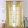 Lecloud Gold Sheer Curtains 108 Inches Long 2 Panels, Dual Rod Pocket Light Filtering Bedroom Curtains for Living Room Decor, Airy Solid Color Window Treatments Drapes, Each Panel 59" W x 108" L