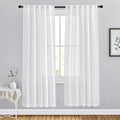 NICETOWN Semi Sheer Linen Curtains for Bedroom, Rod Pockets & Back Tab Linen Sheer Window Treatments Privacy with Light Penetration for Flat/Apartment, White, W42 by L72, Set of 2