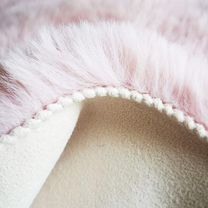 Ghouse Faux Rabbit Fur Round Rug 6ft Pink Round Rugs for Bedroom Decor Fluffy Area Rugs for Living Room, no-Shedding Carpet Sheepskin Washable Rug Rome Decor
