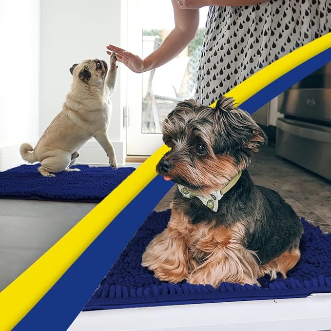 Muddy Mat® | Super Absorbent Door Mat Indoor, Microfiber Quick Dry Chenille Entryway Rug, Non-Slip Front Door Mat, Indoor Mats for Entryway, Machine Washable Pet Rug, Navy Blue 28"x18"