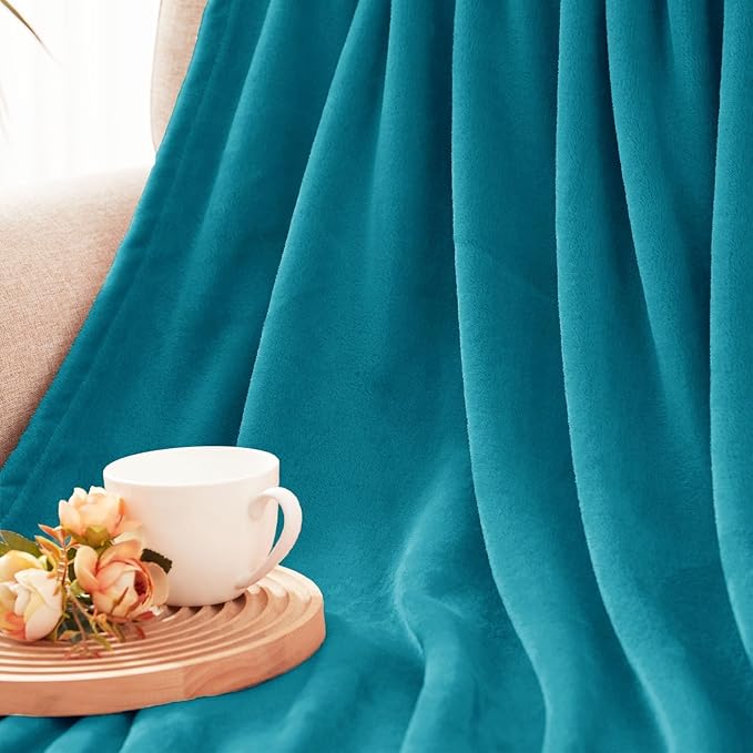 Exclusivo Mezcla Extra Large Fleece Throw Blanket for Couch, Sofa, 300GSM Super Soft and Warm Blankets, Teal Throw All Season Use, Cozy, Plush, Lightweight, 50x70 Inches