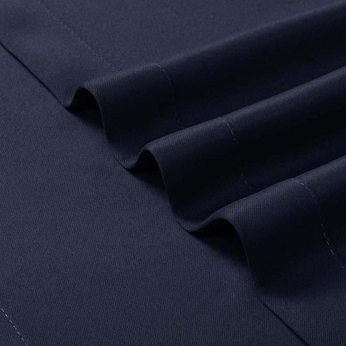 Chyhomenyc Navy Blue Blackout Valances for Windows, Short Window Valance Curtains for Living Room Bedroom Bathroom, Room Darkening Solid Privacy Small Kitchen Valances, 60Wx16L, 2 Pack