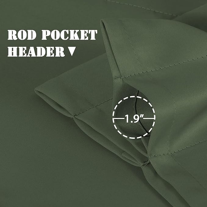 H.VERSAILTEX Blackout Kitchen Curtain Valances,Short Window Valance Curtains for Living Room/Bedroom/Bathroom Privacy Decorative Rod Pocket，2 Panels，52" W x 18" L, Bronze Green