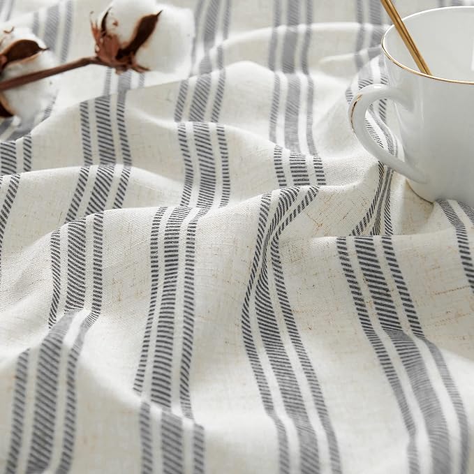 jinchan Striped Valance Farmhouse Window Treatment Linen Textured Drapes for Small Windows Kitchen Living Room RV Vintage Light Filtering Valance 16 Inch Rod Pocket 1 Panel Charcoal Grey on Linen