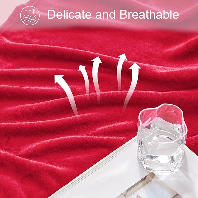 Exclusivo Mezcla Fleece Blanket Twin Size for Bed, Super Soft and Warm, All Season, Cozy, Plush, Lightweight, 60x80 Inches Red