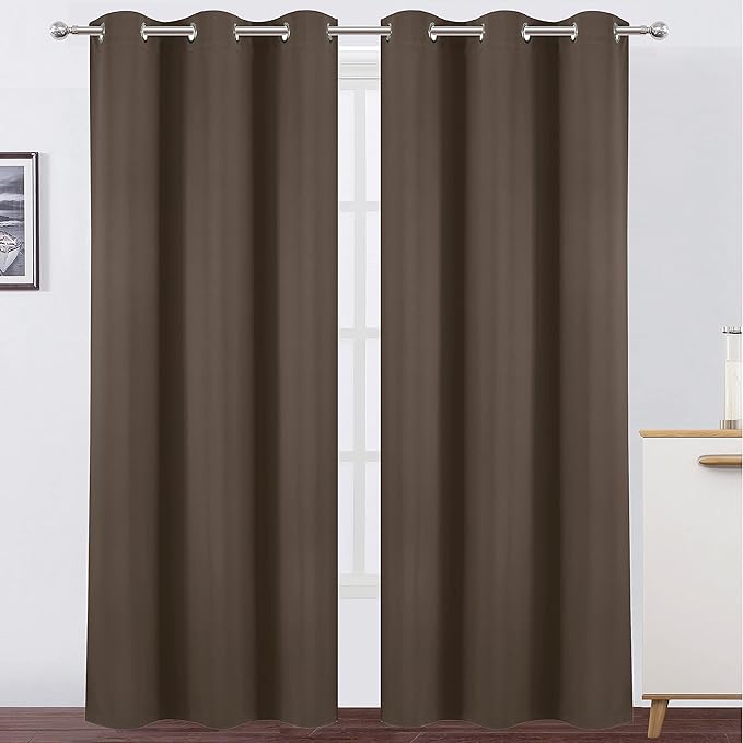 LEMOMO Chocolate Thermal Blackout Curtains/42 x 84 Inch/Set of 2 Panels Room Darkening Curtains for Bedroom