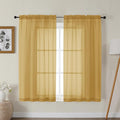 Gwine Gold Sheer Curtains for Bedroom 54 inches Long 2 Panels, Light Filtering Voile Rod Pocket Curtains, Airy Transparent Sheer Drapes for Living Room, Each 42" Wx54 L