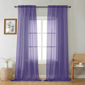 Gwine Sheer Curtains 96 Inches Long - Light Filtering Rod Pocket Window Curtain Panels for Bedroom, Elegant Soft Voile Living Room Sheer Drapes, Each 42Wx96L, 2 Panels, Purple