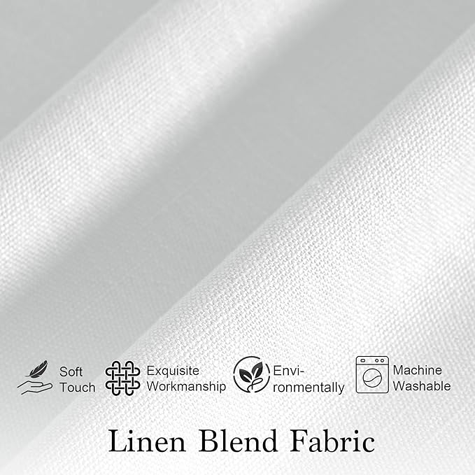 RYB HOME 2 Panels Valance for Windows Thick Faux Linen Blended Light Filtering Privacy Protect Short Swag Topper for Bedroom Bathroom, Rod Pocket, White, W 36 x L 63 inch