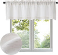 OWENIE Bob Valance Curtains 18 Inch Length 1 Piece, Faux Linen Slub Solid Natural Kitchen Valance for Bedroom Living Room, Farmhouse Soft Airy Rod Pocket Small Window Curtain, Each 60Wx18L Inch