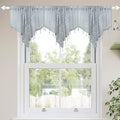 Molaxhome Swag Curtain 51 inch Length Rod Pocket Scalloped Curtain Valance Sheer Lace Panels with Hanging Crystal Beads for Kitchen Bedroom Window Treatments Drape Decor 1pc (Lace Grey, 51Wx23L)