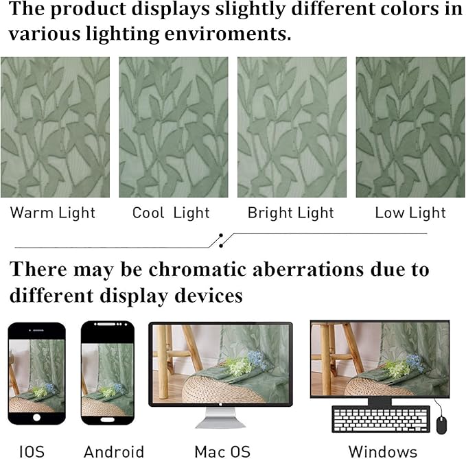 Lecloud Leia Sage Green Sheer Curtains 30 Inch Length 2 Pcs, Breathable Jacquard Texture Kitchen Short Curtains, Small Farmhouse Leaves Voile Window Treatments Dual Rod Pocket, 38 W x 30 L