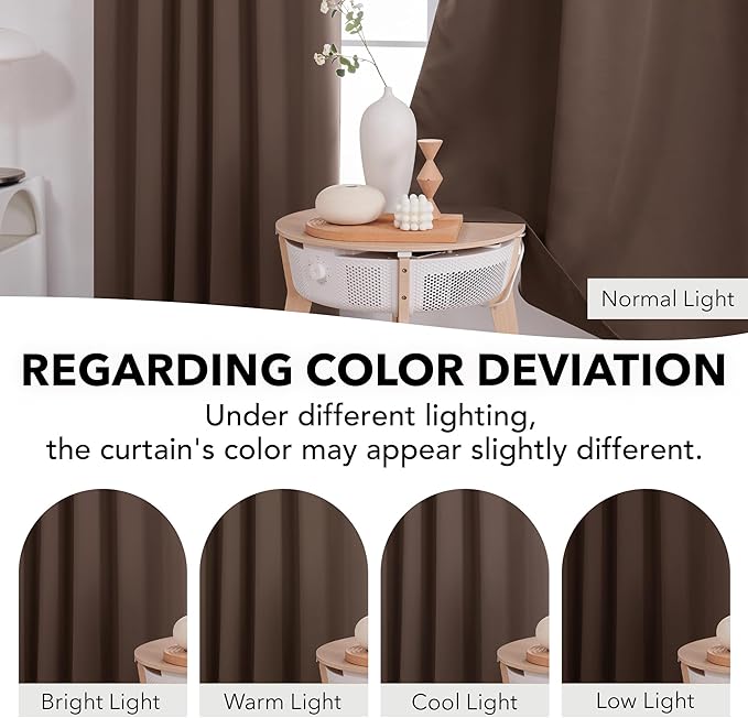 Deconovo Blackout Curtains, Thermal Insulated, W42 x L54 2 Panels, Back Tab, Machine Washable, Room-Darkening Drapes for Bedroom/Living Room Brown