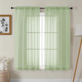 Gwine Light Green Sheer Curtains 72 Inches Long 2 Panels Set for Front Door, Light Filtering Sheer Curtains for Living Room, Rod Pocket Window Treatments Drapes, Each 42" Wx72 L