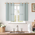 LAMIT Short Linen Curtains 40 Inches Long for Small Window, Bronze Grommet Linen Drapes Light Filtering Sheer Window Curtains for Kitchen, Set of 2 Panels (34 x 40 Inch, Greyish Blue)