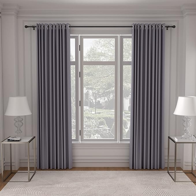 SMODBRODRE Black Curtain Rods for Window 28 to 48, 5/8 inch Small Decorative Curtain Rod Set with Brackets