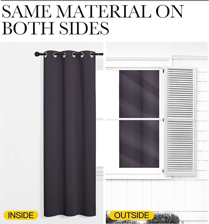 NICETOWN Greyish Purple Blackout Curtains 63 inches Length for Kitchen, 2 Panels, 34" Wide, Thermal Insulated Decoration Drapes for Small Window