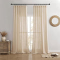 Joydeco Linen Curtains 108 Inch Length 2 Panel Sets,Light Filtering Curtains for Bedroom 52 Inch Wide Living Room Drapes with Back Tabs & Rod Pockets (W52 x L108 Inch, Ecru)
